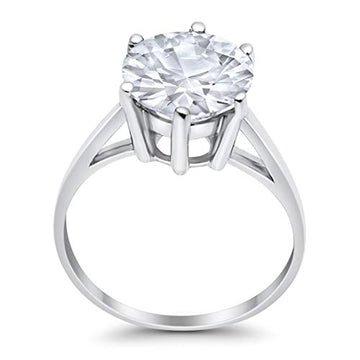 Solitaire Engagement Ring Round Simulated Cubic Zirconia 925 Sterling Silver